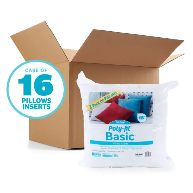 Poly-Fil® Basic™ Square Pillow Inserts by Fairfield™, 18" x 18" (Pack of 16)
