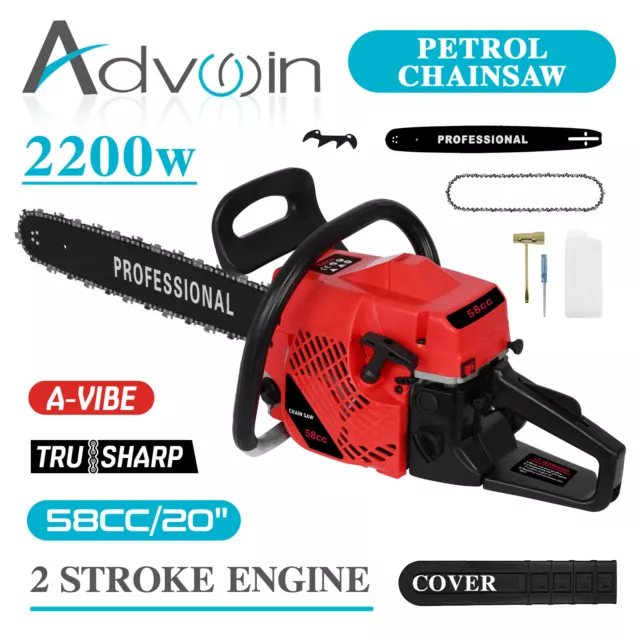 Advwin Commercial Petrol Chainsaw 52 CC E-Start Pruning Chain Saw Top Handle 20"