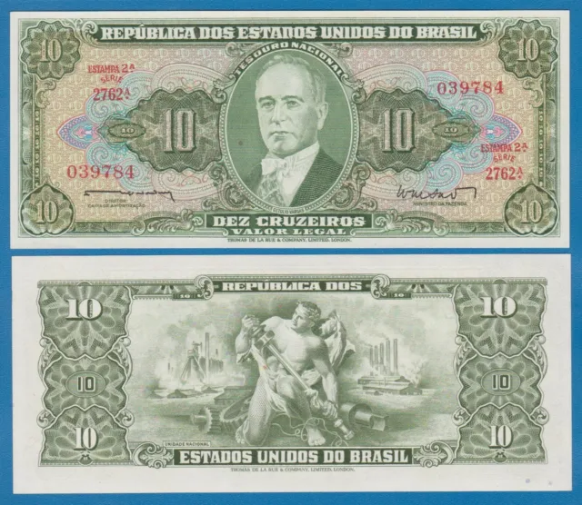 Letrero Brasil 10 CRUZEIROS P 177b ND (1962) UNC 11 177 b