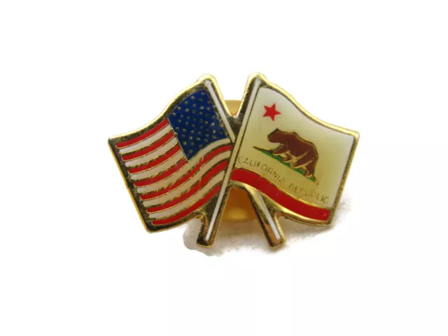 American Flag & California Republic Pin Vintage & Gold Tone