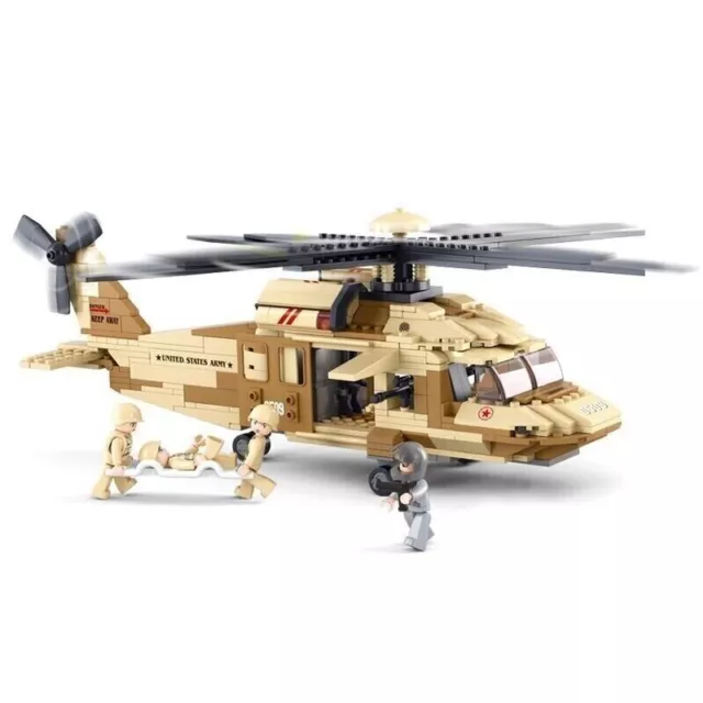 Bloques de construcción MOC militar WW2 ejército transporte helicóptero...