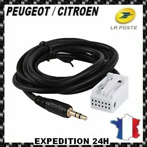 Câble auxiliaire aux 3.5mm adaptateur audio pour Citroen RD4 Peugeot 207 307 308