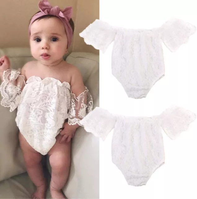 Newborn Kids Baby Girls Clothes Short Sleeve Lace Ruffle Jumpsuit Romper Outfit