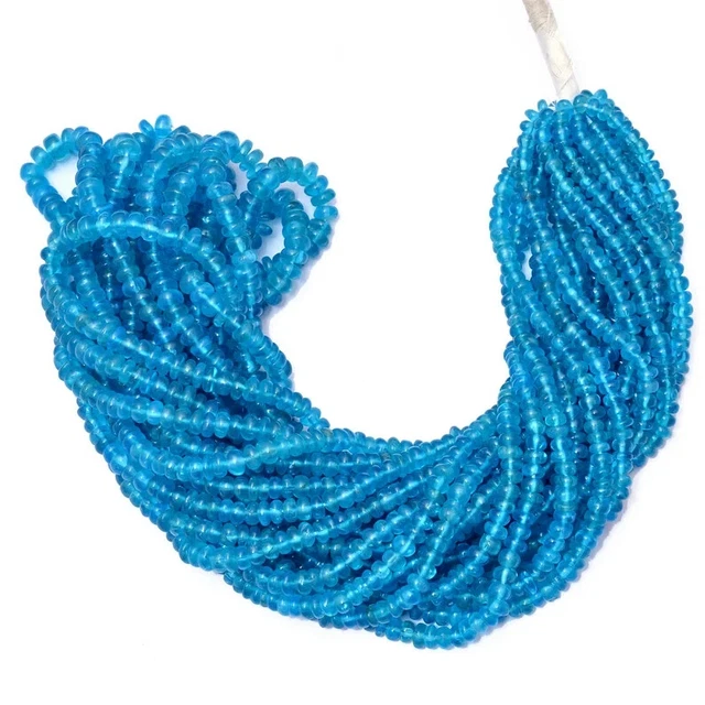 Naturel AAA Bleu Apatite Lisse 3-5 MM Pierre Précieuse Rondelle Perles 16 " Brin