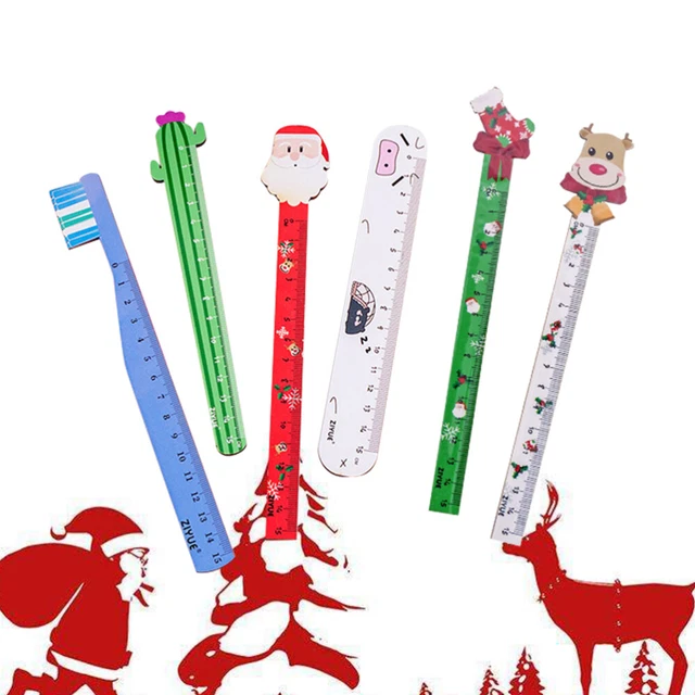 6 pz righello in legno scala regalo Natale novità studente precisione flessibile