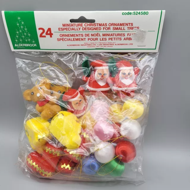 Alderbrook Miniature Flocked Christmas Ornaments and Satin Balls pkg of 24