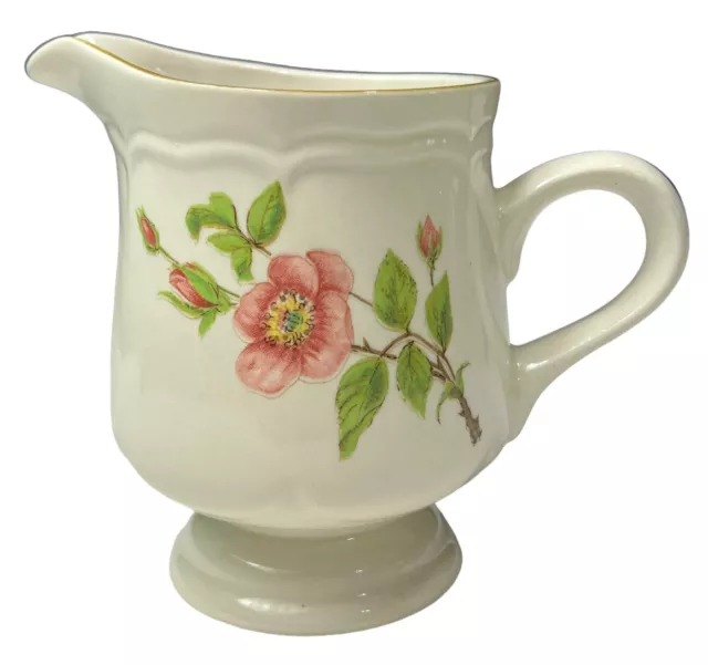 Vintage Sangostone Creamer Pitcher Pourer 5” Pink Blossom Ceramic Pottery Korea