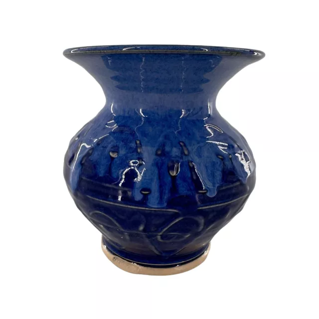 Vintage 2001 Castle Arch Pottery Kilkenny Ireland Vase Cobalt Blue Drip Glaze