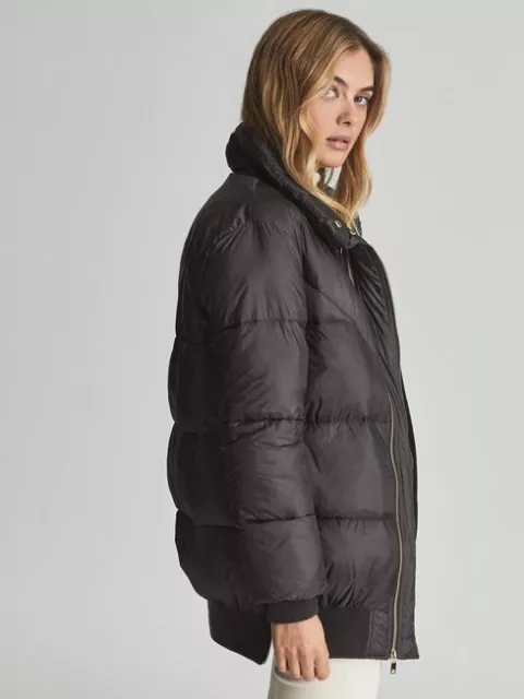 NEW Reiss Kai Puffer Jacket in Black Size L #C3088 3