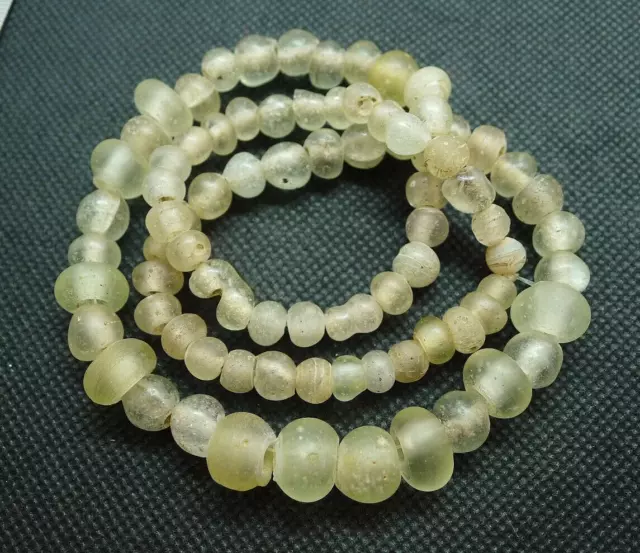 12mm Perles Verre Collier Ancien Cambodge Antique Ancient Khmer Glass Beads Asia