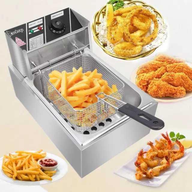 2500W 6L Commercial Electric Countertop Deep Fryer Basket Restaurant Home