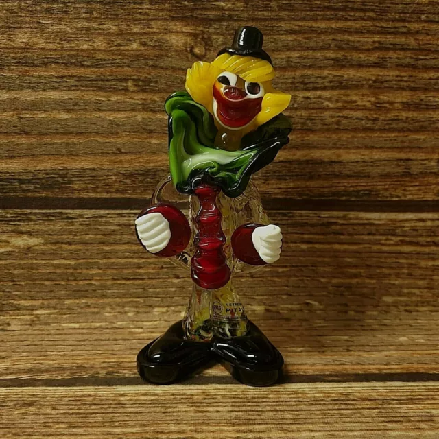 Murano PMG Vetreria Pitau Glass Handmade Clown 7.5"H