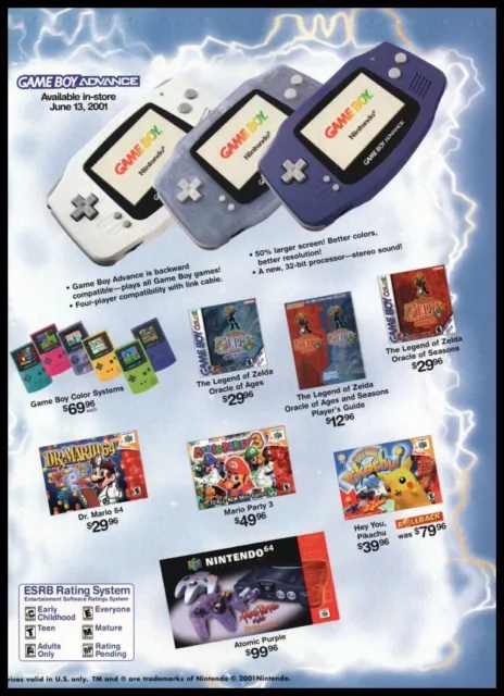 Game Boy Advance 2001 Nintendo-print ad / mini-poster-Game room,man cave décor