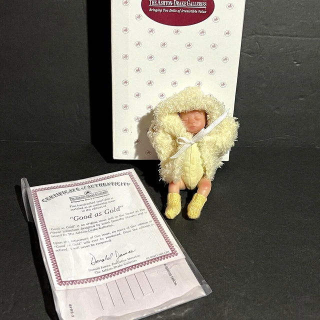 Ashton Drake Miniature Newborn Doll 4.5 in. "Good as Gold" Orig Box COA
