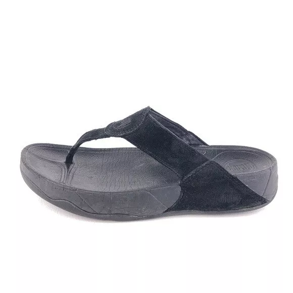 FitFlop Oasis Thong Slide Sandals Womens Size 8 EUR 39 Black Suede Summer
