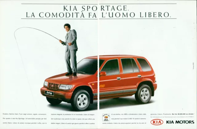 Kia Sportage 4WD Car Magazine Print Ad italia VTG 1990s 2pg 1996