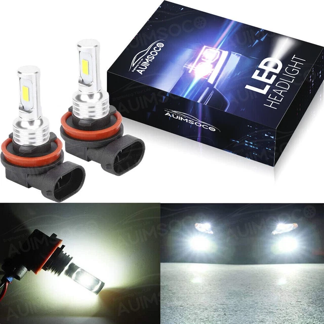 2 Sides H11 LED Headlight High or Low Beam Bulbs 1000W 200000LM 6000K White 2Pcs