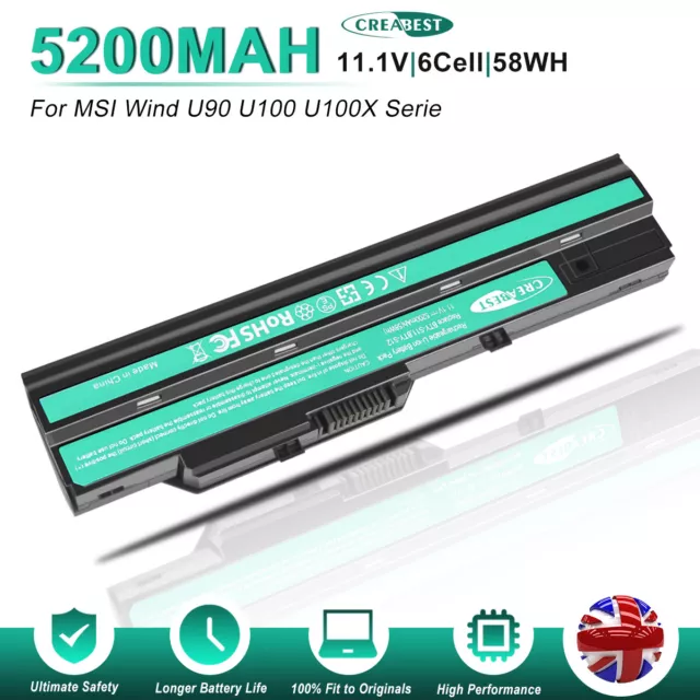 11.1V BTY-S11 BTY-S12 Battery For MSI Wind U90 U130 U100X Advent 4211 4212 X110