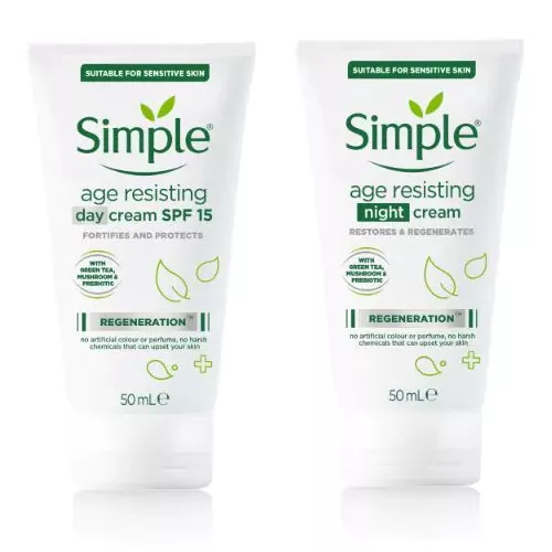 Simple Sensitive Skin Regeneration Age Resisting Day Cream SPF 15 OR Night Cream