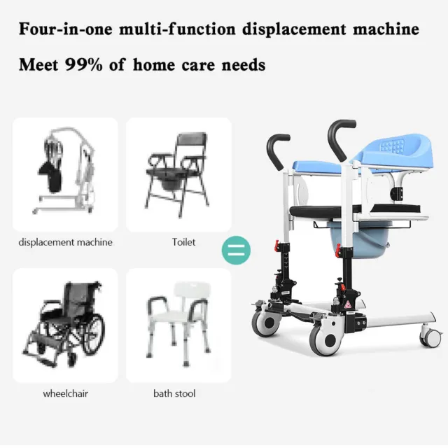Multifunctional Patient Lift Transfer Chair Folding Handicapped Elder Wheelchair 2