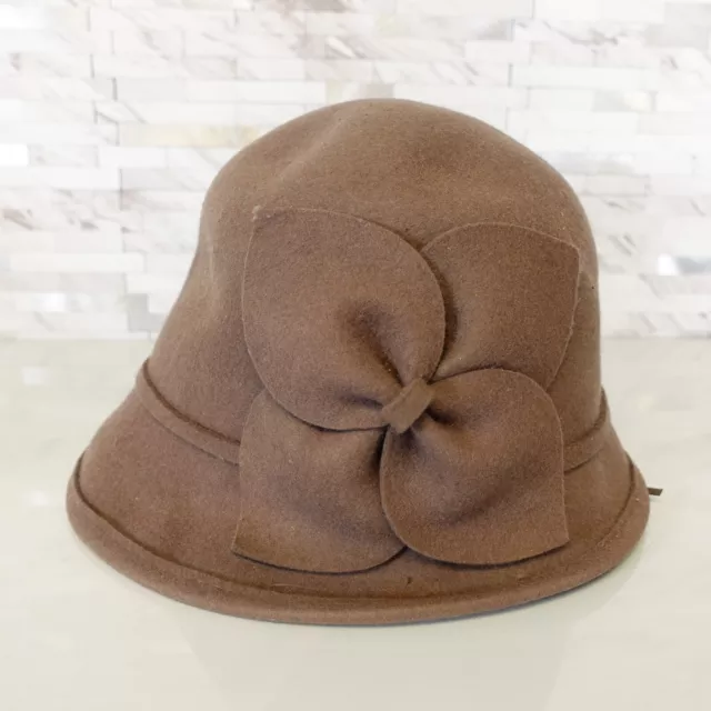 CC Exclusive Hats Women Wool Crushable Felt Cloche Floral Designer Elegant Brown