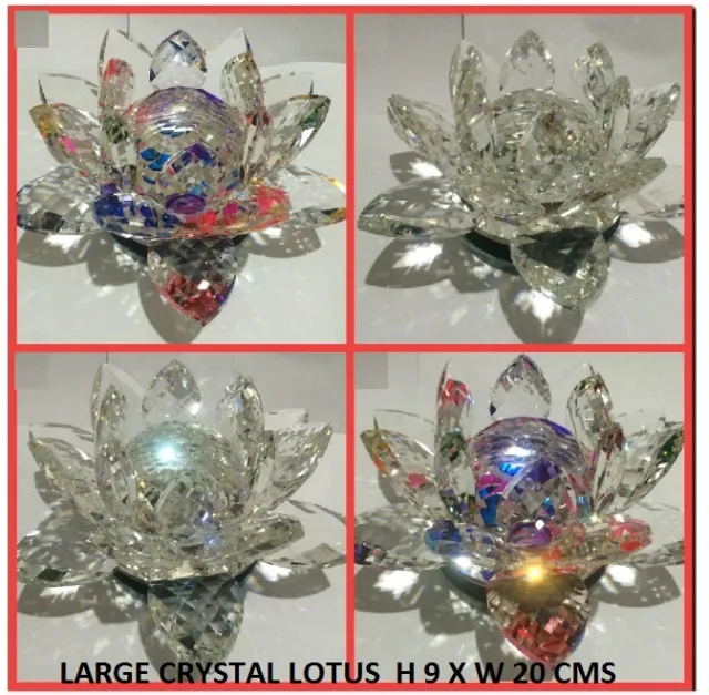 Extra Big Crystal Lotus Flower Ornament With Gift Box Crystocraft-All Colours