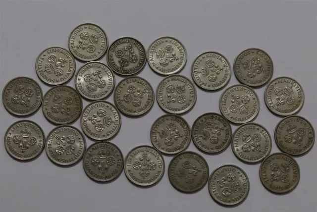🧭 🇲🇺 Mauritius 1/4 Rupee Massive Lot With Duplication B63 #11 Ggg48