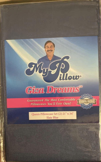 My Pillow GIZA Dreams Queen Pillow Case Set SLATE BLUE Pillowcases 21"X34"
