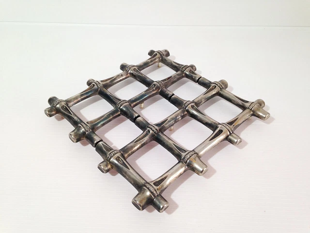 Dessous De Plat Extensible 70s Bambou Métal Argenté - France