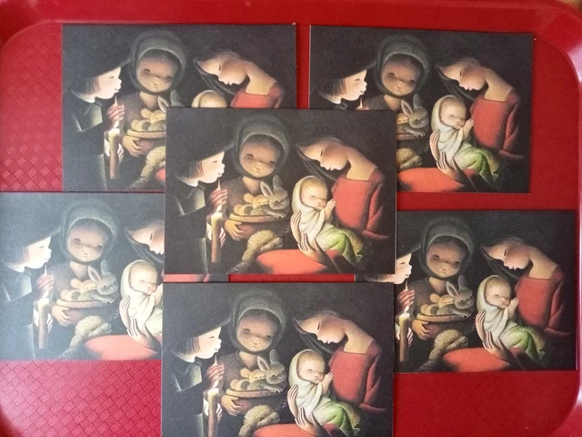 Pack of 6 x Happy Christmas Vintage 1970's Greeting Cards Merry Nativity Jesus