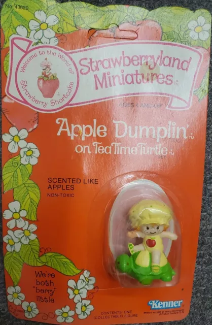 Vintage Mini Strawberry Shortcake Miniature APPLE DUMPLIN w TEA TIME Carded ‘83