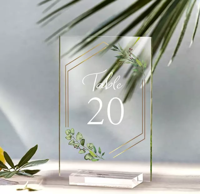 Acrylic Wedding Table Numbers 1-20 with Stands, 4X6 Inches Clear Sign Place Card