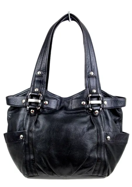 Roomy B. Makowsky Soft Black Genuine Leather Tote Shoulder Bag Handbag Purse