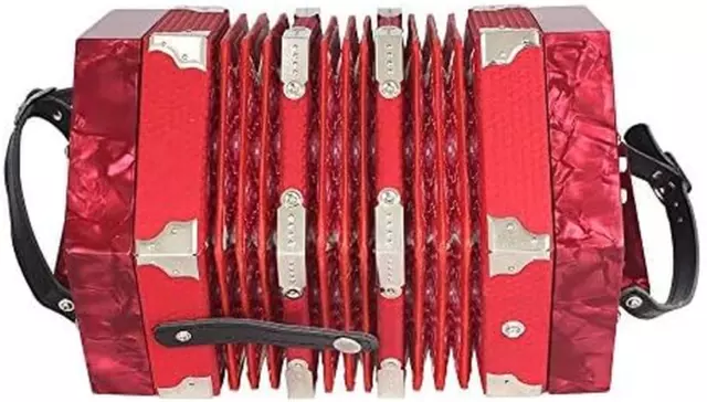 Concertina Accordion 20-Button 40-Reed Anglo Style with Carrying Bag (Red)
