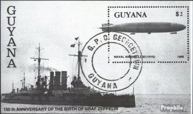 Guyana Block38 (kompl.Ausg.) gestempelt 1989 150. Geburtstag Zeppelins