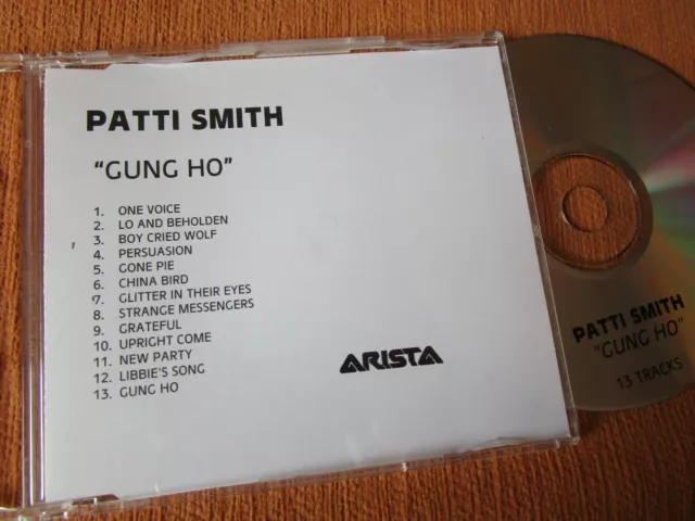 Patti Smith ‎– Gung Ho PROMO Arista Records 13 tracks UK  CDr, Album