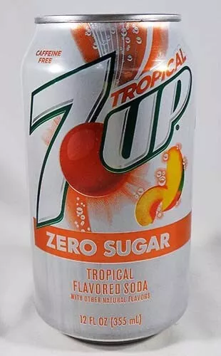 Siete Arriba 7Up Cero Tropical Mango Melocotón Ee.uu. 2023 Full Nuevo 355ml Eeuu