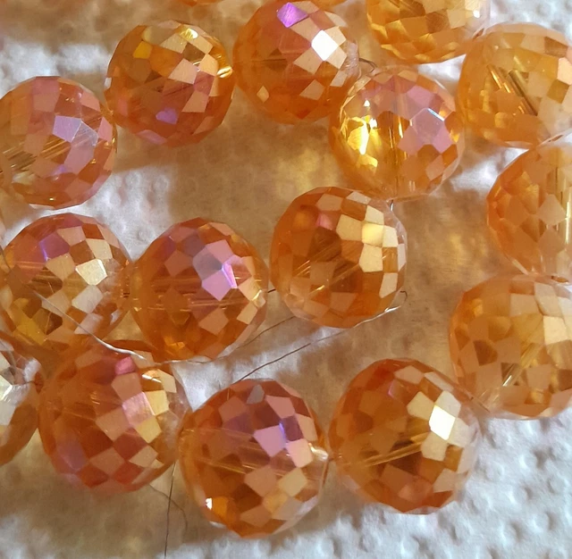 20 facettierte toll mattiert gemusterte Glasperlen, ca.12mm orange