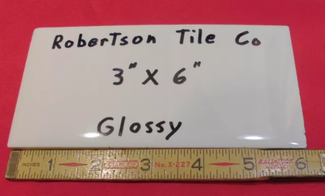 1 pc. Vintage *White* Subway Glossy Ceramic Tile 3" X 6-1/16" Robertson Co.  NOS