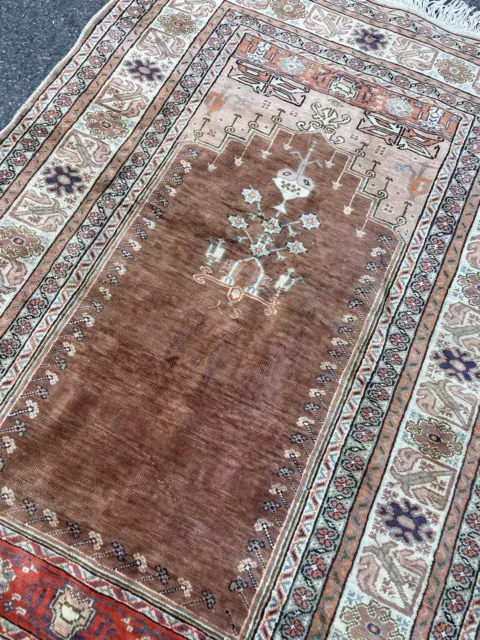 Tapis de Prière en Soie Ancien Fait Noué Main Turquie Perse XIXeme