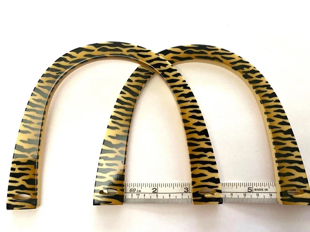 Pair (2) of U Shaped Bag Handles for Knitting or Sewing (Animal Print on Cream )