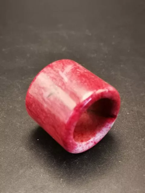 Amazing. Vintage Old Nephrite Jade Hand-carved Red Thumb Ring Y87