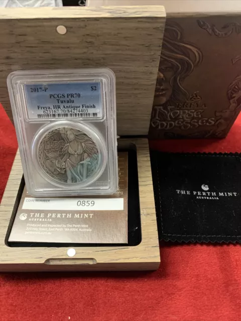 2017-P $2 Tuvalu Norse Goddesses - Freya 2oz High Relief Antiqued - PCGS PR70