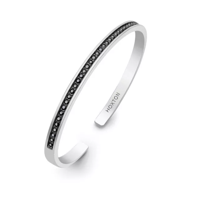 Hoxton Hommes Argent Sterling Noir Saphir Set de Bracelet