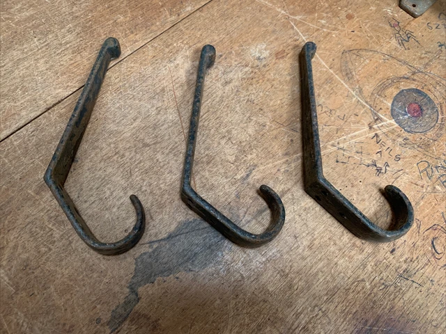 Vintage Coat Hooks old school Set Of 3 metal cast iron reclaimed more listed