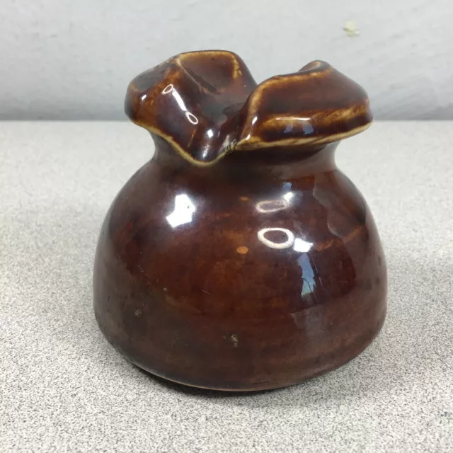 Vintage Antique Brown Ceramic Porcelain Electric Pole Insulator 3.25" x 3.75"
