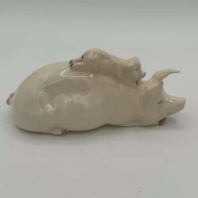 Vintage Beswick  British Pig & Piglet Gloss Sow Farm Animal 7” by 2.5” Figurine