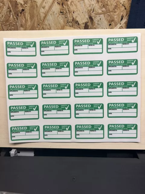 Adesivi di prova PAT Etichette di sicurezza elettriche PASSATE x 20