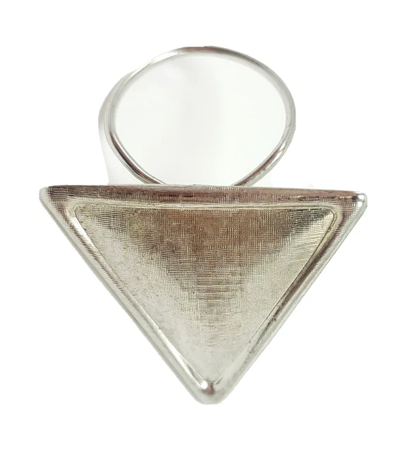 Kathie Lee Scarf Clip Signed Silvertone Triangle Shape
