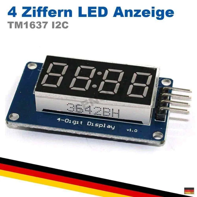 LED TM1637 4 Digit Ziffern 7-Segment Display Modul Arduino Raspberry Pi ...